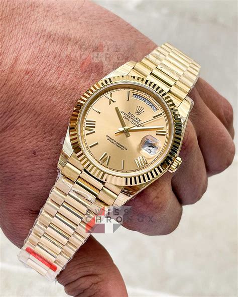 rolex day date 40 yellow gold on wrist|40 mm rolex date just.